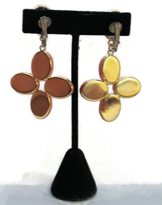 Gold Coral Dangle Earrings Vintage 1980 Valentino… - image 2