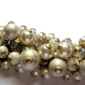 Vintage 1950 Pearl And Crystal Bead &quot;Cha Cha&quot; Bracelet  Classic 50&#39;s Jewelry Pearl Bracelet Crystal Bracelet Bridal Bracelet Gift For Her