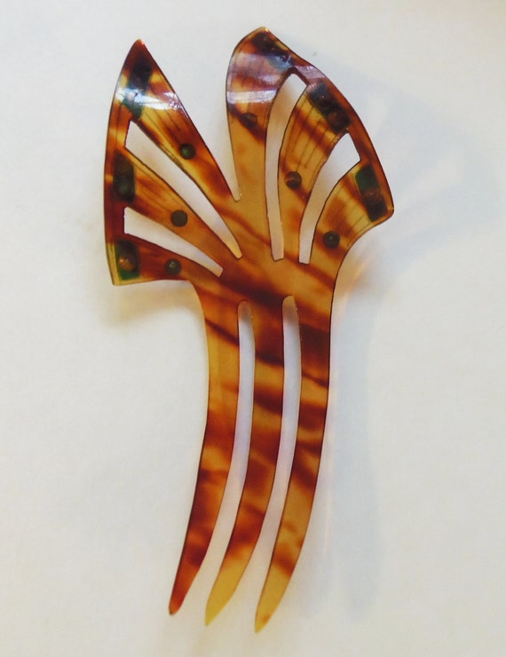 Vintage 1920 Art Deco Celluloid Wing  Hair Comb B… - image 4