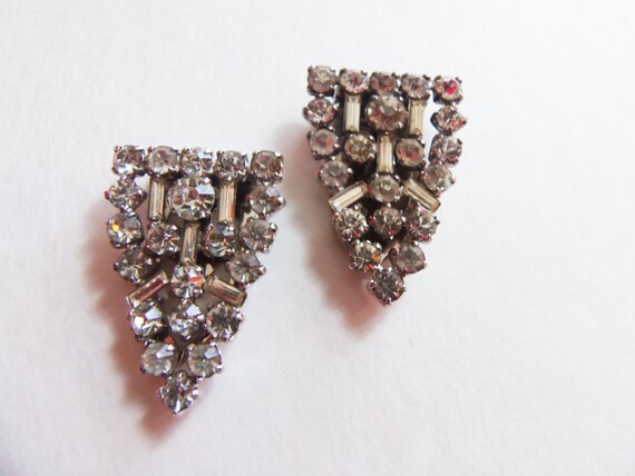 Art Deco Rhinestone Dress Clips Vintage 1930 Brid… - image 2