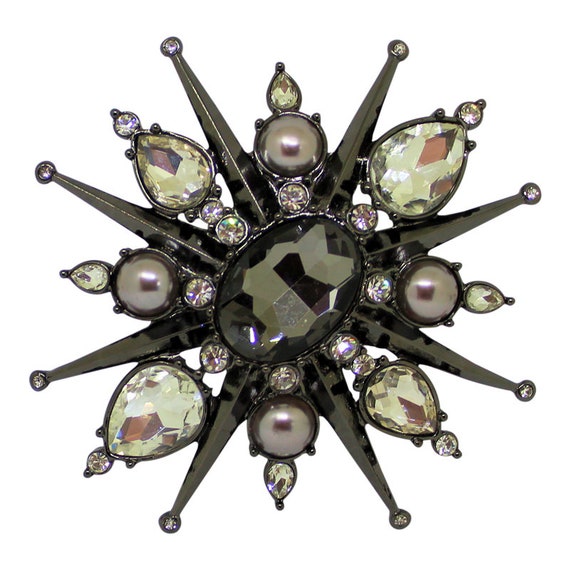 Hutton Wilkinson Starburst Brooch: Art Deco Cryst… - image 1