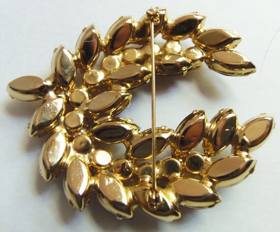 Vintage 1950 Amber Rhinestone Brooch/Pin  Rhinest… - image 4