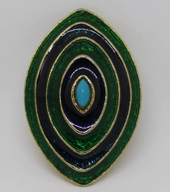 Florenza Enameled Deep Blue And Green Modernist B… - image 4