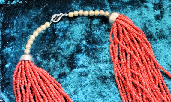 Native American 30 Strands!! Mini Coral Seeds Vintage Santo Domingo Necklace Native American 30 Strands!! Mini Coral Seeds Vintage Santo Domingo Necklace