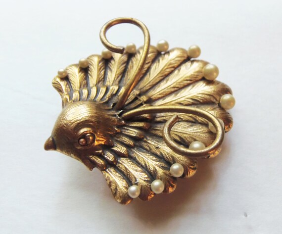 Vintage 1930s Art Deco Bird Brooch Pendant: Frenc… - image 2