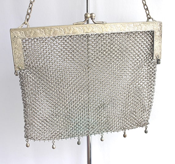 Antique German Silver Mesh Handbag/Purse - image 1