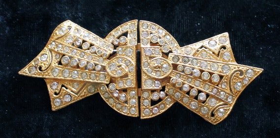 Vintage Coro Duette Brooch  Art Deco Design Diama… - image 1