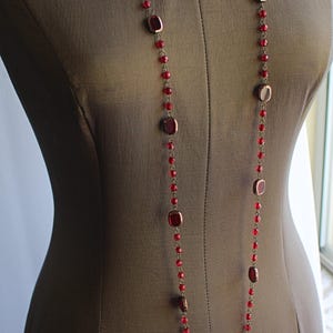 Vintage Rubinrote Kristall-Seil-Halskette