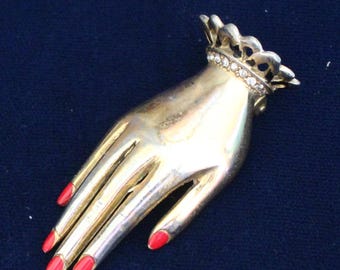 Pinza para piel hecha a mano, dorada, estilo vintage de los años 40.