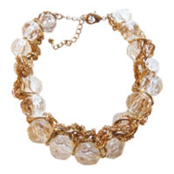 Crystal And Gold Chain Necklace