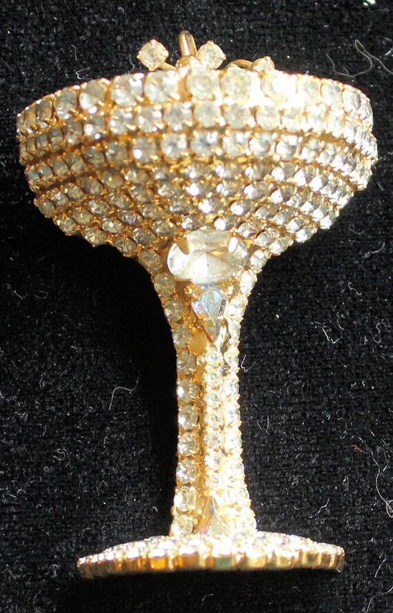 Vintage Dorothy Bauer Rhinestone Champagne Glass Brooch/pin - Etsy