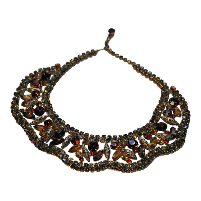 Shades of Brown Rhinestone Collar Necklace Vintage 1950 Bridal - Etsy