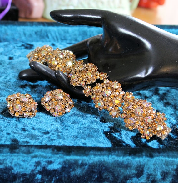 Sparkling AB Topaz Crystal Bracelet and Earrings V