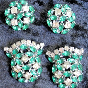 Fabulous 1940 Rhinestone Fur Clips and Matching Earrings