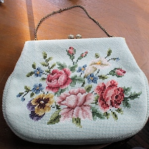Vintage CHRISTINE Nadelspitze Blumen Handtasche