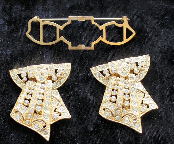 Vintage Coro Duette Brooch  Art Deco Design Diama… - image 4