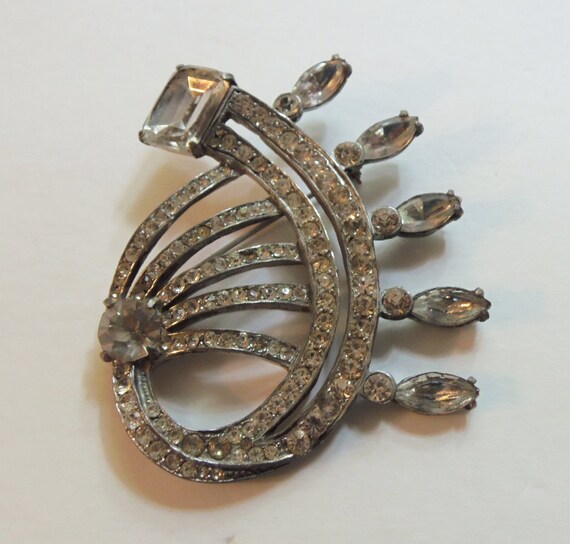 Stunning Art Deco Design Rhinestone Brooch/Pin Vi… - image 2