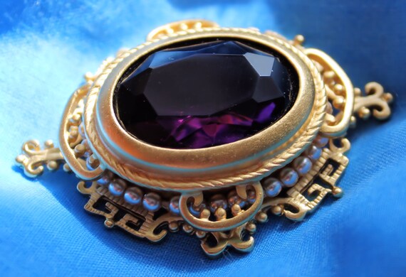 Joan Rivers Victorian Amethyst Brooch/Pin In Gold… - image 3