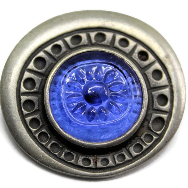 Vintage Modernist Pewter Blue Cab Brooch/Pin Sweden 1960