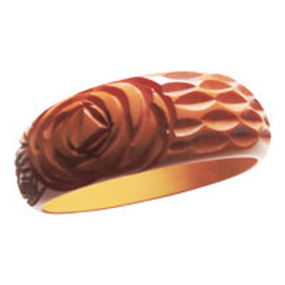 Art Deco Bakelite  Hand Carved Roses And Leaves B… - image 1