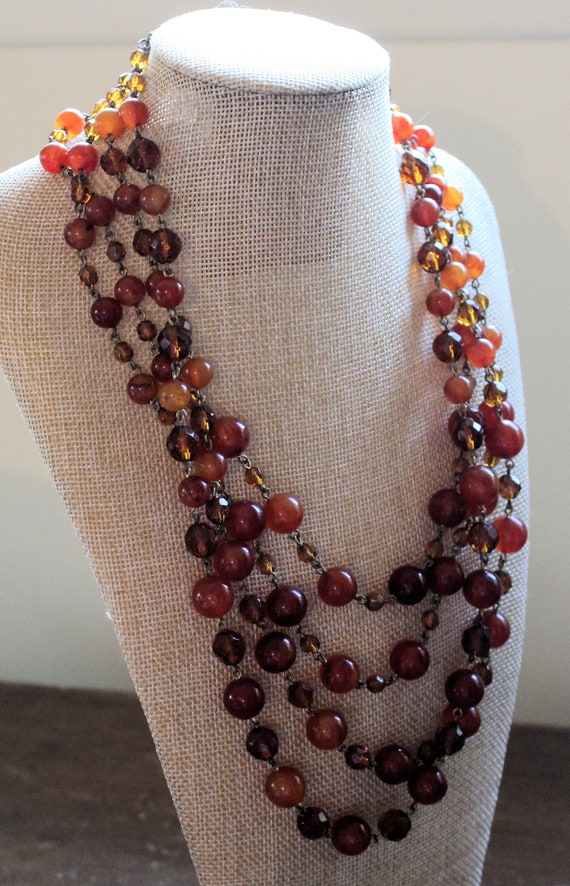 Vintage Freirich Colors of Autumn Multi Strand Necklace and Bracelet Etsy Canada