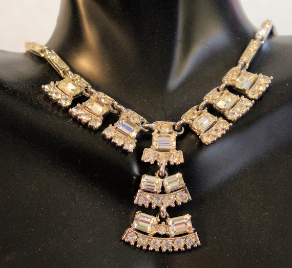 Vintage Bogoff Rhinestone Jewelry Set: Necklace, … - image 3