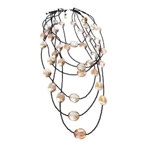 Colar Armani Multi Strand com contas de vidro vintage 1980 Giorgio Armani Colar de cristal Bib Colar Peça de declaração