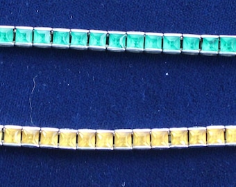 Pulseras de eslabones de plata esterlina con cristales y diamantes de imitación, estilo Art Déco, c. 1930-1940, Otis Sterling