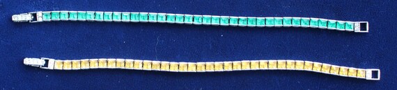 C1930-1940 Art Deco Sterling Silver Crystal  Rhinestone Link Bracelets Otis Sterling