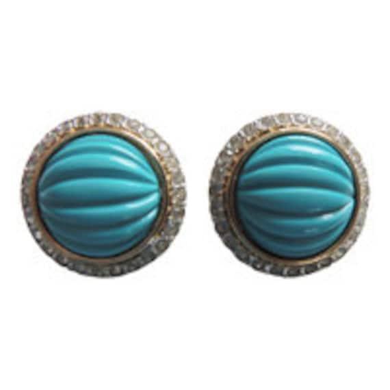 Valentino Turquoise And Rhinestone Earrings Vintag