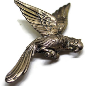 Stunning Vintage Sterling Silver Parrot Brooch/Pin Statement Jewelry