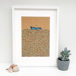 Gicleeprint in beperkte oplage - Visser op makreeloceaan - Interieur - Home Fishing Art - Vis - Handgeïllustreerd - Gemaakt in Cornwall