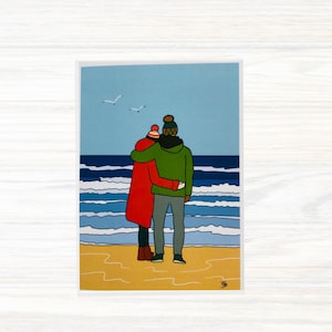 Coppia di San Valentino - Biglietto di anniversario - Biglietto di coppia - Biglietto di surf - Amore - Spiaggia - Mare - Biglietto di Cornovaglia - Cornico - Oceano
