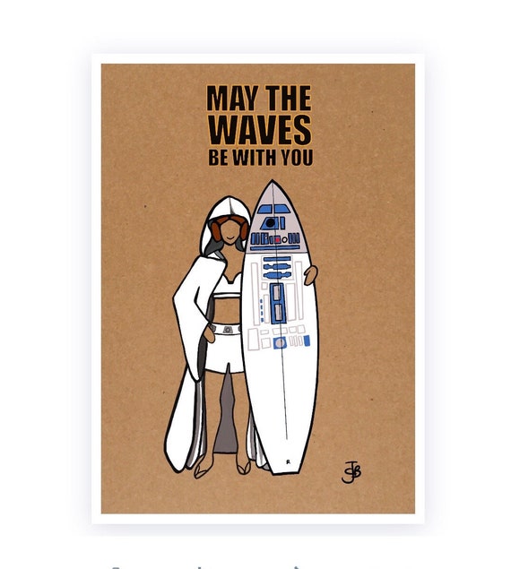 Carte De Surfeur Star Wars Anniversaire Surf Art Carte Etsy France