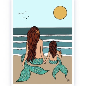 Mermaid Mama - Mère et fils - Mère et fille - Nouveau bébé - Fête des Mères - Maman Sirène - Bébé Sirène - Cornouailles