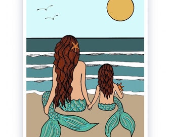 Mermaid Mama - Mother and son - Mother and daughter - New baby - Mothers Day - Mermaid Mummy - Mermaid baby - Cornwall
