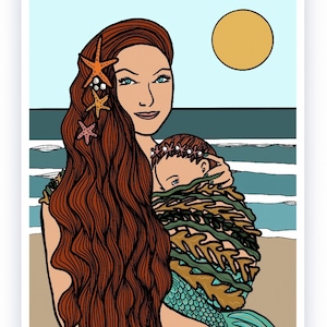 Mamma sirena - Madre e figlio - Madre e figlia - Nascita - Festa della mamma - Mummia sirena - Bambina sirena - Cornovaglia