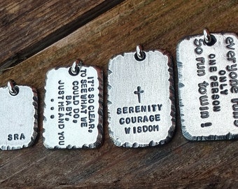Mens Personalized Necklace Pendant Heavy Sterling Silver, Custom Hand Stamped Engraved Jewelry Gifts for Him, Son Husband Dad Guys Boyfriend