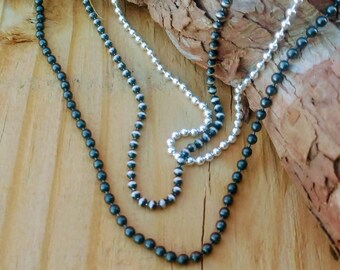 Oxidized Sterling Silver Ball Chain Necklace (1.8mm) Bead Chains