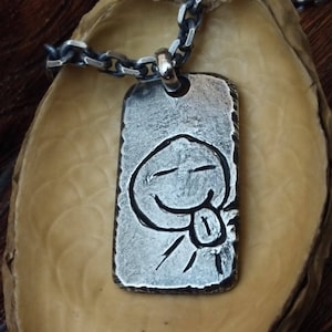 Mens Custom Artwork Pendant Hand Carved Drawing Logo Actual Handwriting Pendant Sterling Silver Necklace Masculine Meaningful Gifts Him image 1