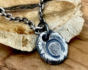 Zen Necklace Men, Enso Circle Pendant Rustic Antique Silver, Wabi Sabi Japanese Mythology Jewelry,