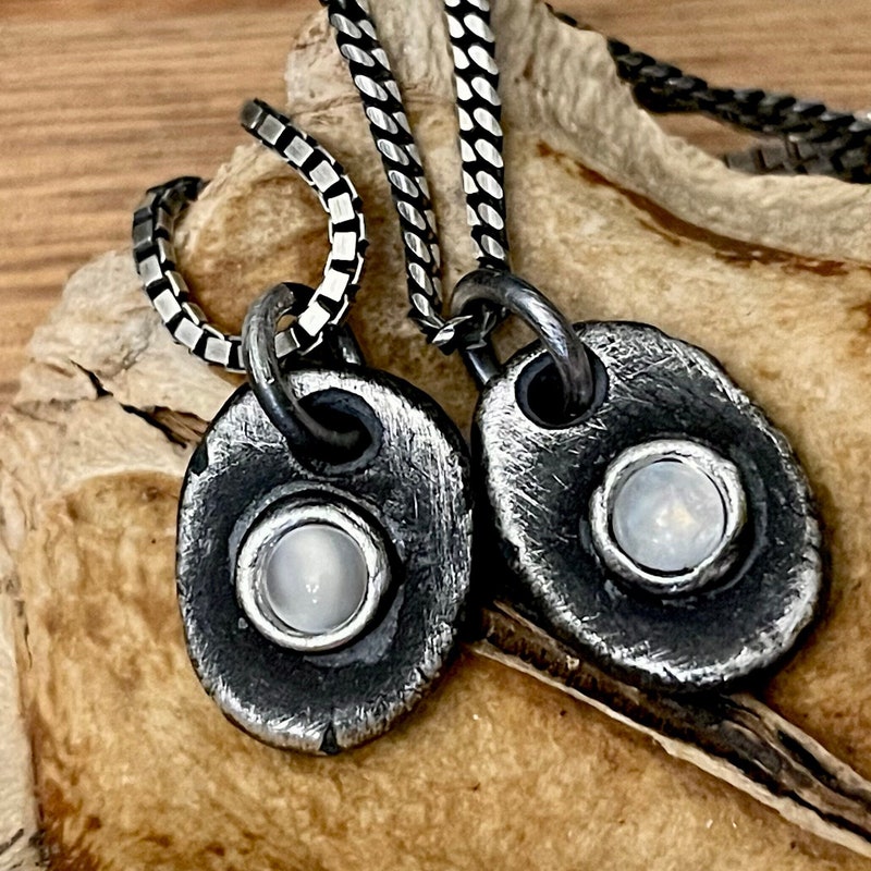 Prong Set Moonstone Necklace Blue Moonstone Pendant for Men and Women