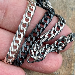 Mens 925 Sterling Silver Link Chain 5.8mm Double Links Rombo Style, Unique Oxidized Mens Necklace, Jewelry Gift,