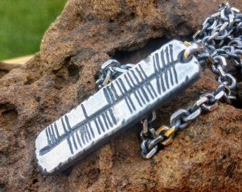 Personalized Ogham Pendant, Mens Jewelry, Gift for Him, Custom Ogham Script Necklace with Old Irish Text,