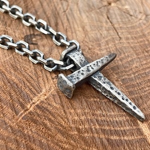 Silver nail cross necklace hotsell