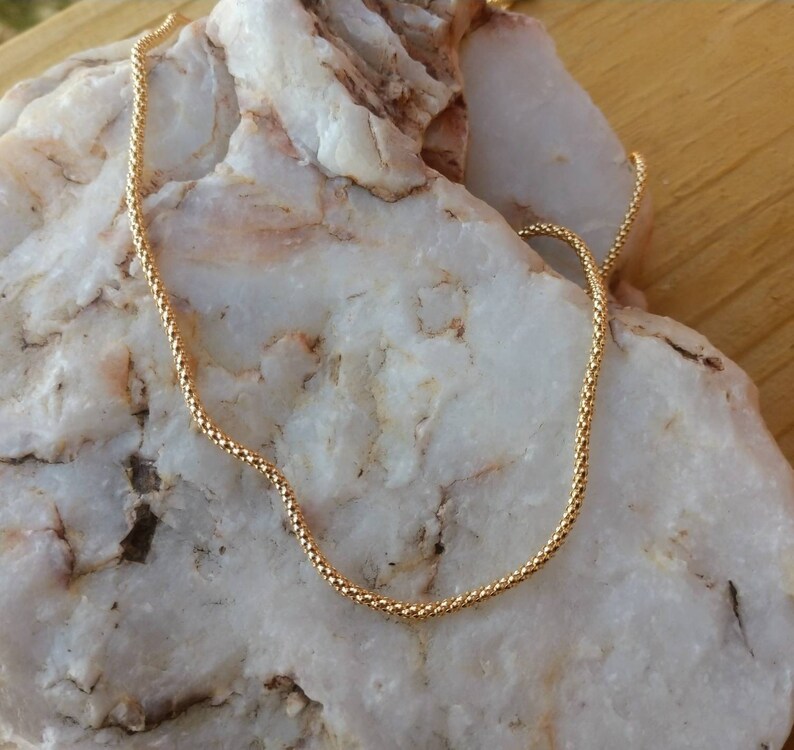 Gold Popcorn Chain Necklace 1.7mm Womens or Mens Gold Chain Etsy