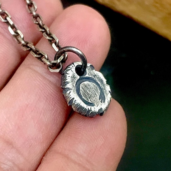 Zen Necklace Men, Enso Circle Pendant Rustic Antique Silver, Wabi