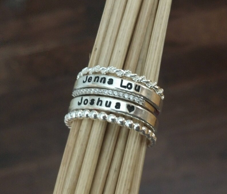 Stackable Rings Mothers Name Ring Personalized Gift for Her Etsy
