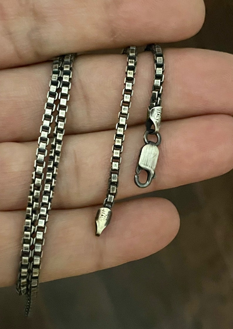Mens box chain necklace silver Clearance