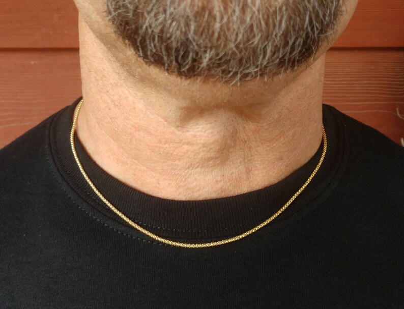 Gold Popcorn Chain Necklace 1.7mm Womens or Mens Gold Chain Etsy